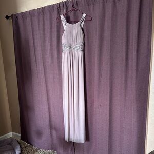 Elegant Pink Evening Gown with Silver Accents